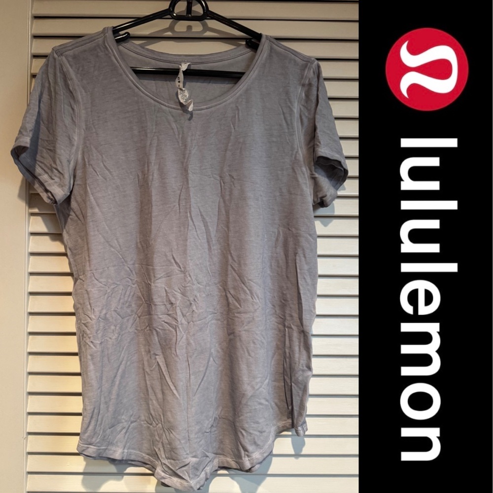 lululemon short sleeve 8 distressed grey running pima cotton tee shirt T-shirt